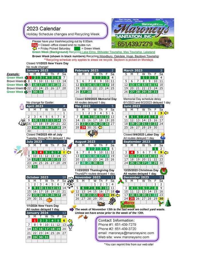 Muscle Shoals: Holiday Sanitation Schedule 2023